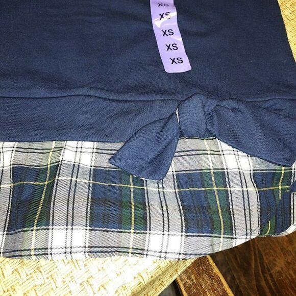 New Izod Blue Soft Touch Tie Front 2 fer Sweatshirt Size Women's XS - Picture 3 of 3